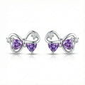 Elegant Purple Bow Stud Earrings