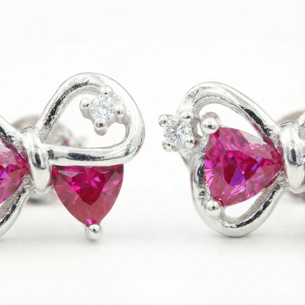 Elegant Pink Bow Stud Earrings