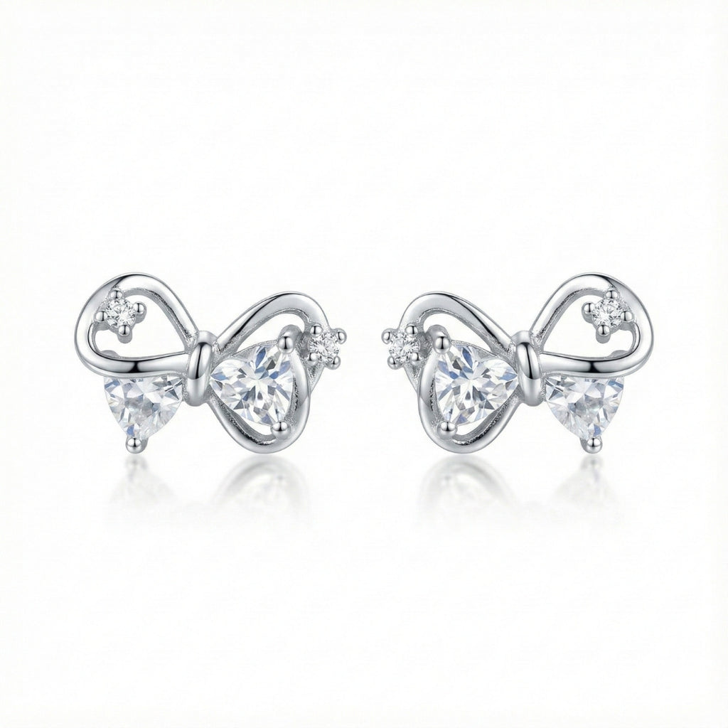 Elegant White Bow Stud Earrings