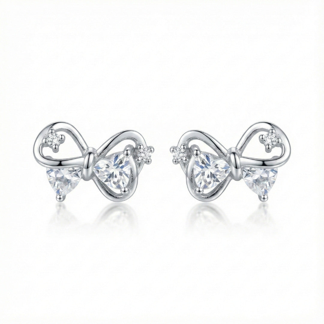Elegant White Bow Stud Earrings