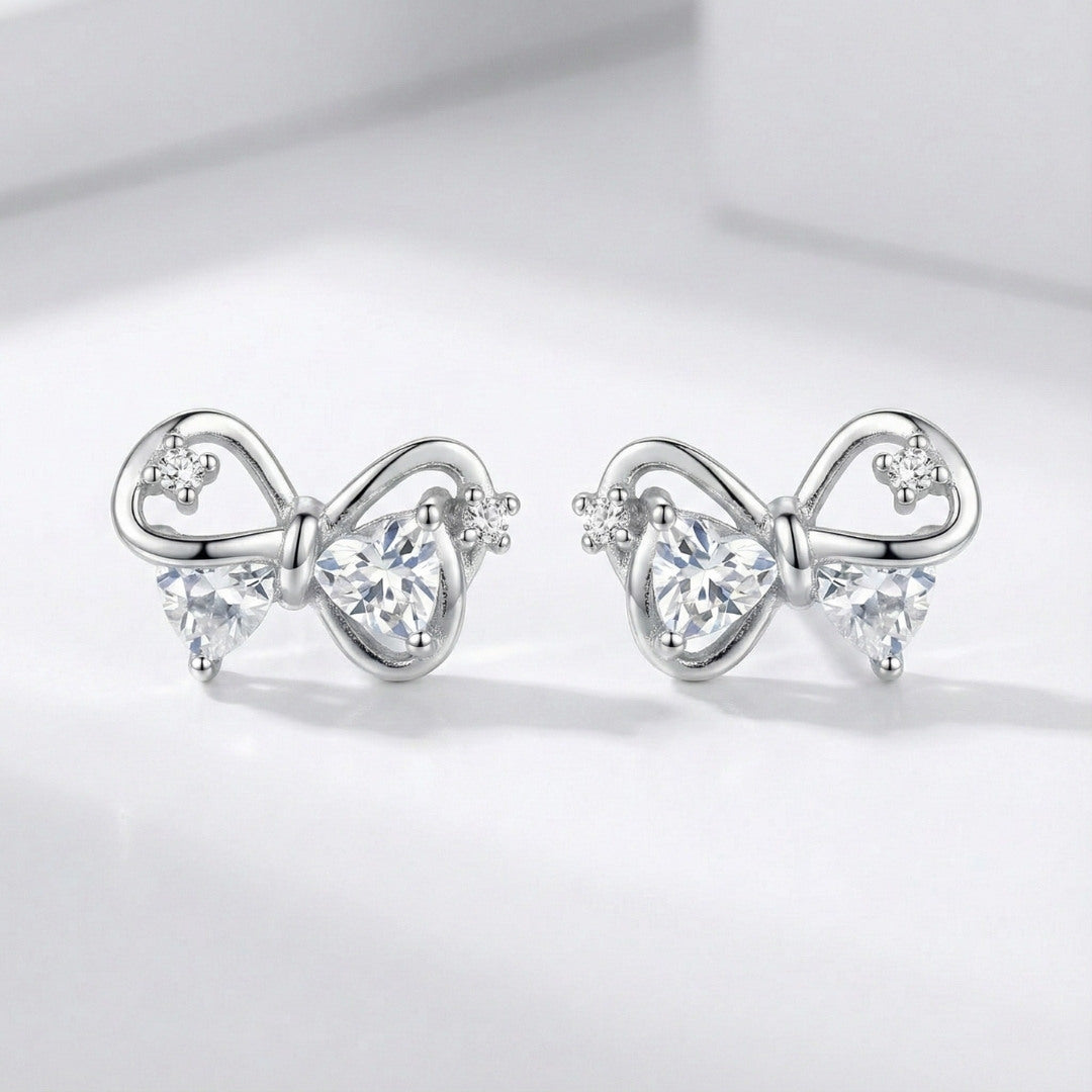 Elegant White Bow Stud Earrings