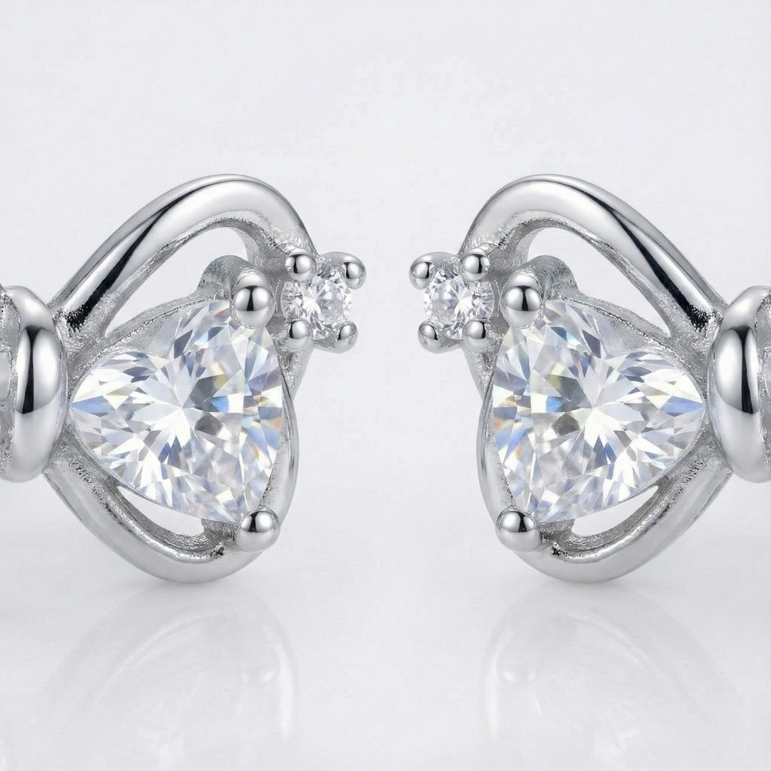 Elegant White Bow Stud Earrings