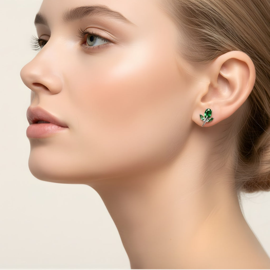 Leaf Stud Earrings, Dainty Plant Earrings