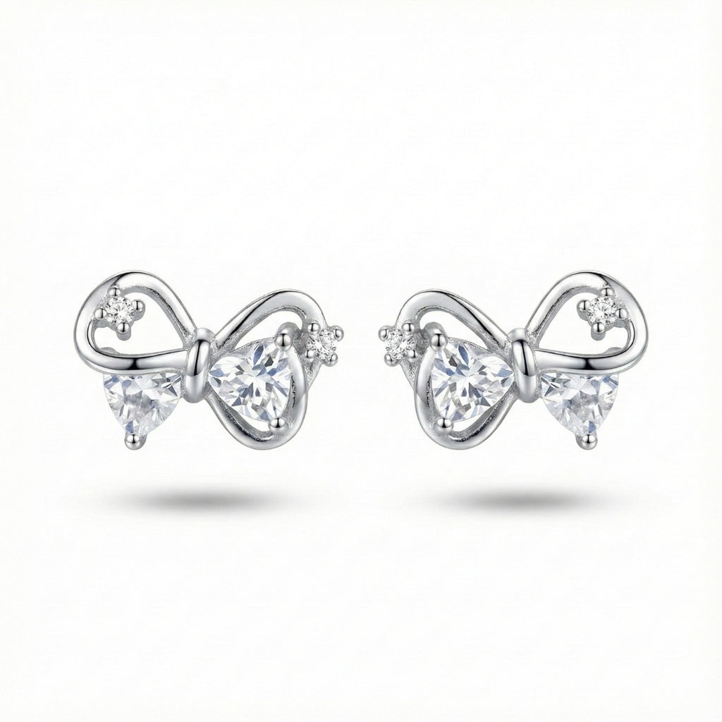 Elegant White Bow Stud Earrings