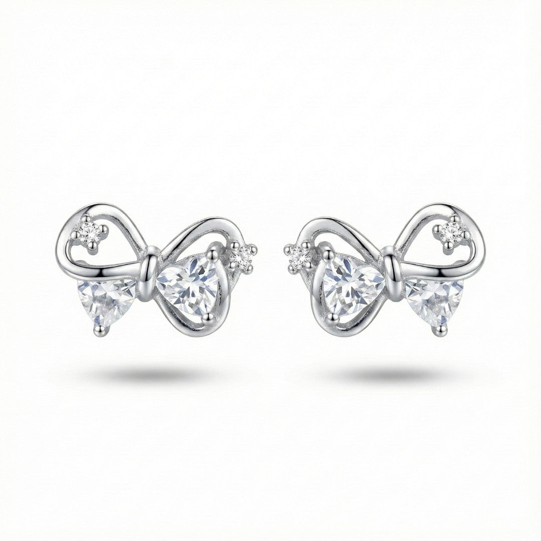 Elegant White Bow Stud Earrings