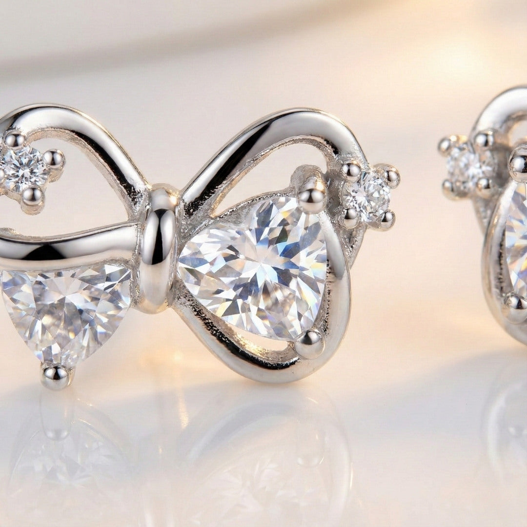 Elegant White Bow Stud Earrings