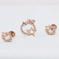 Rose Gold Star Circle CZ 925 Sterling Silver Pendant Set