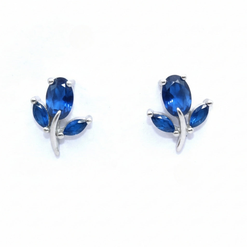 Elegant Blue Leaf Stud Earrings
