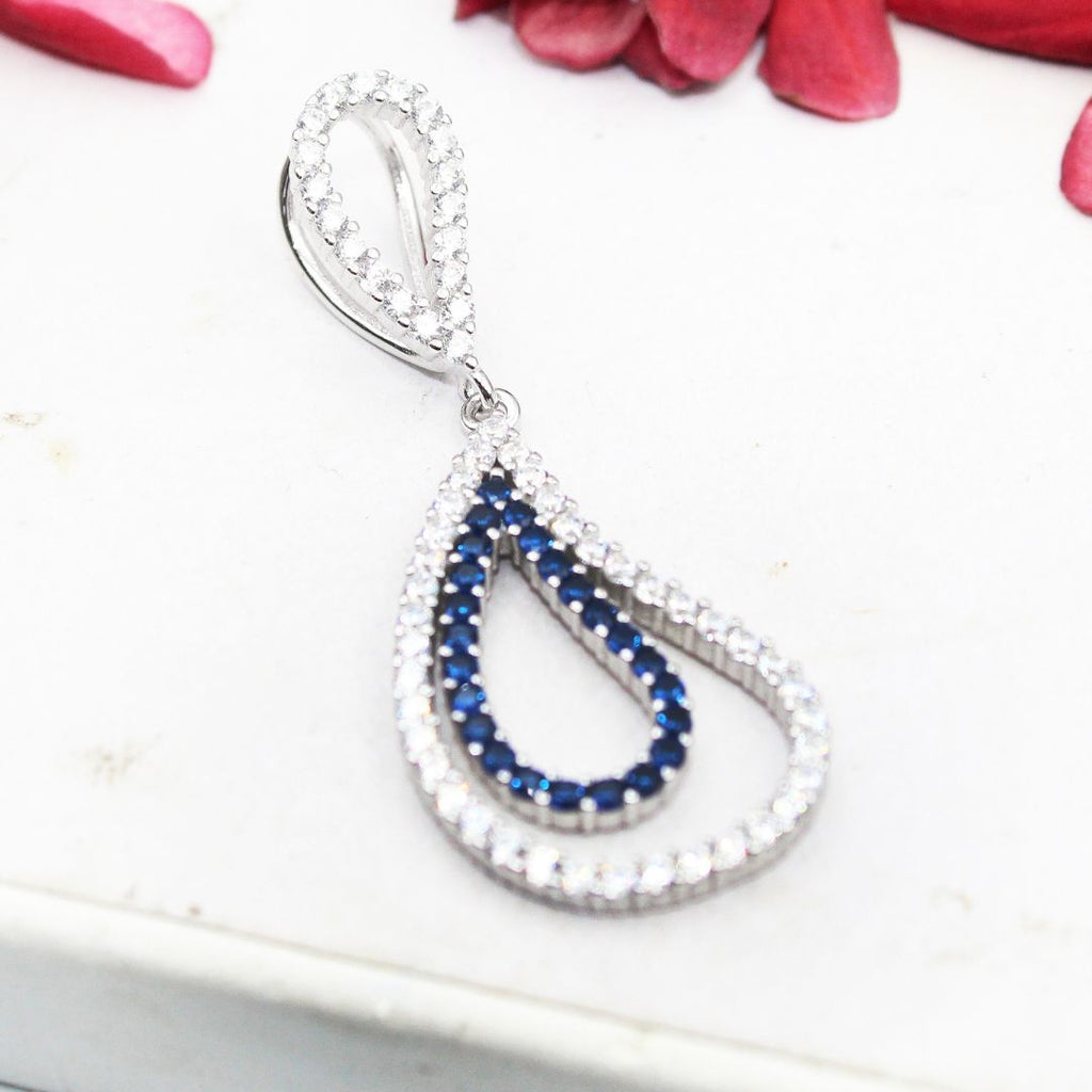 Elegant Blue Sapphire CZ 925 Sterling Silver Jewelry Set