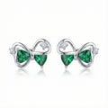 Elegant Green Bow Stud Earrings