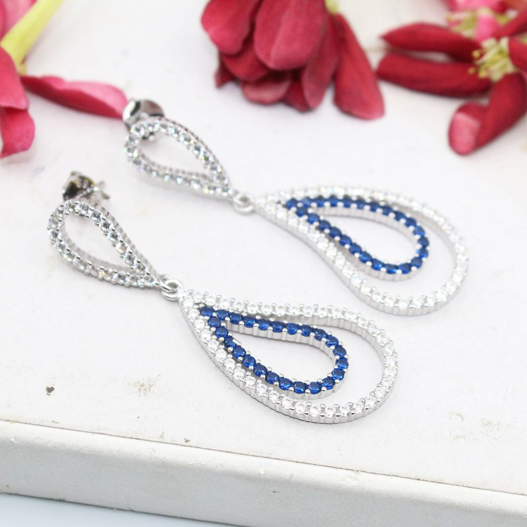 Elegant Blue Sapphire CZ 925 Sterling Silver Jewelry Set