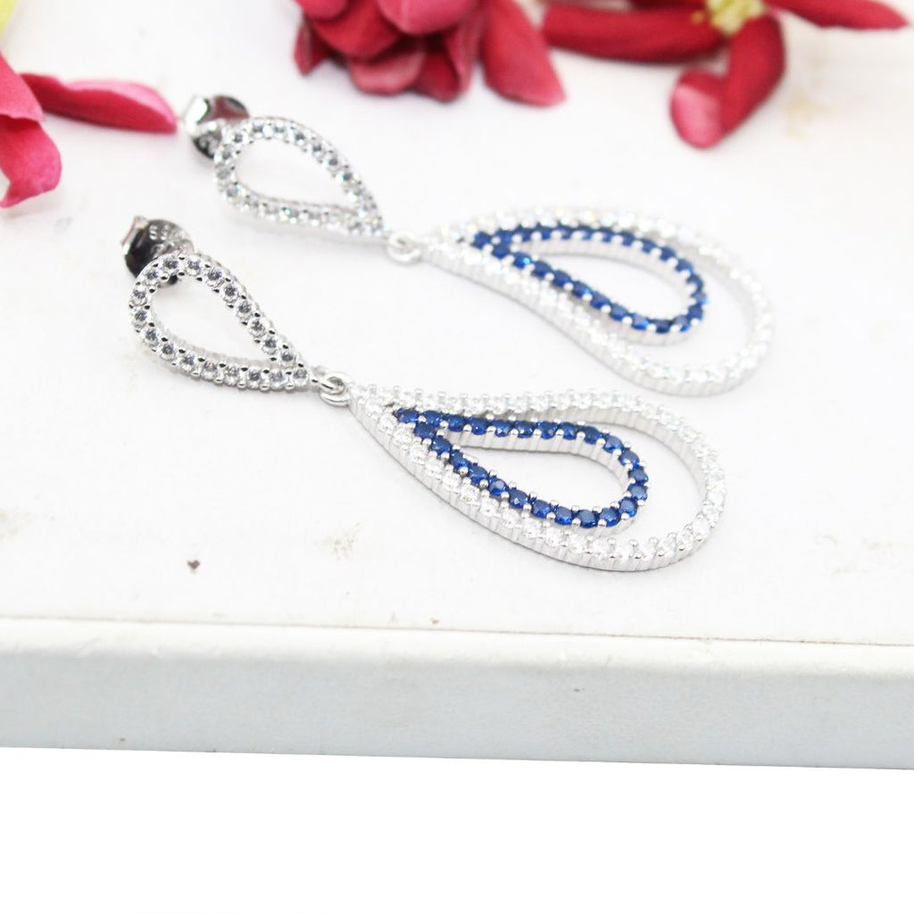 Elegant Blue Sapphire CZ 925 Sterling Silver Jewelry Set