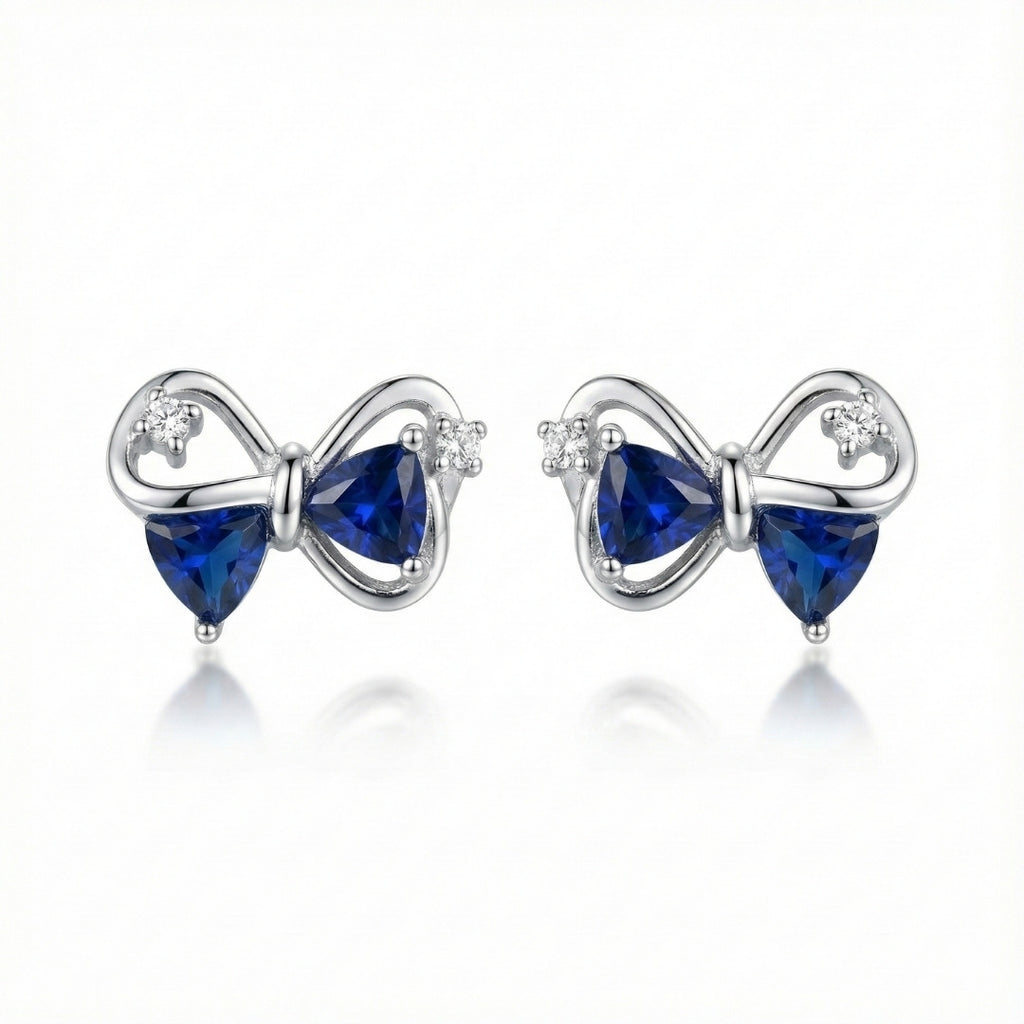 Elegant Blue Bow Stud Earrings