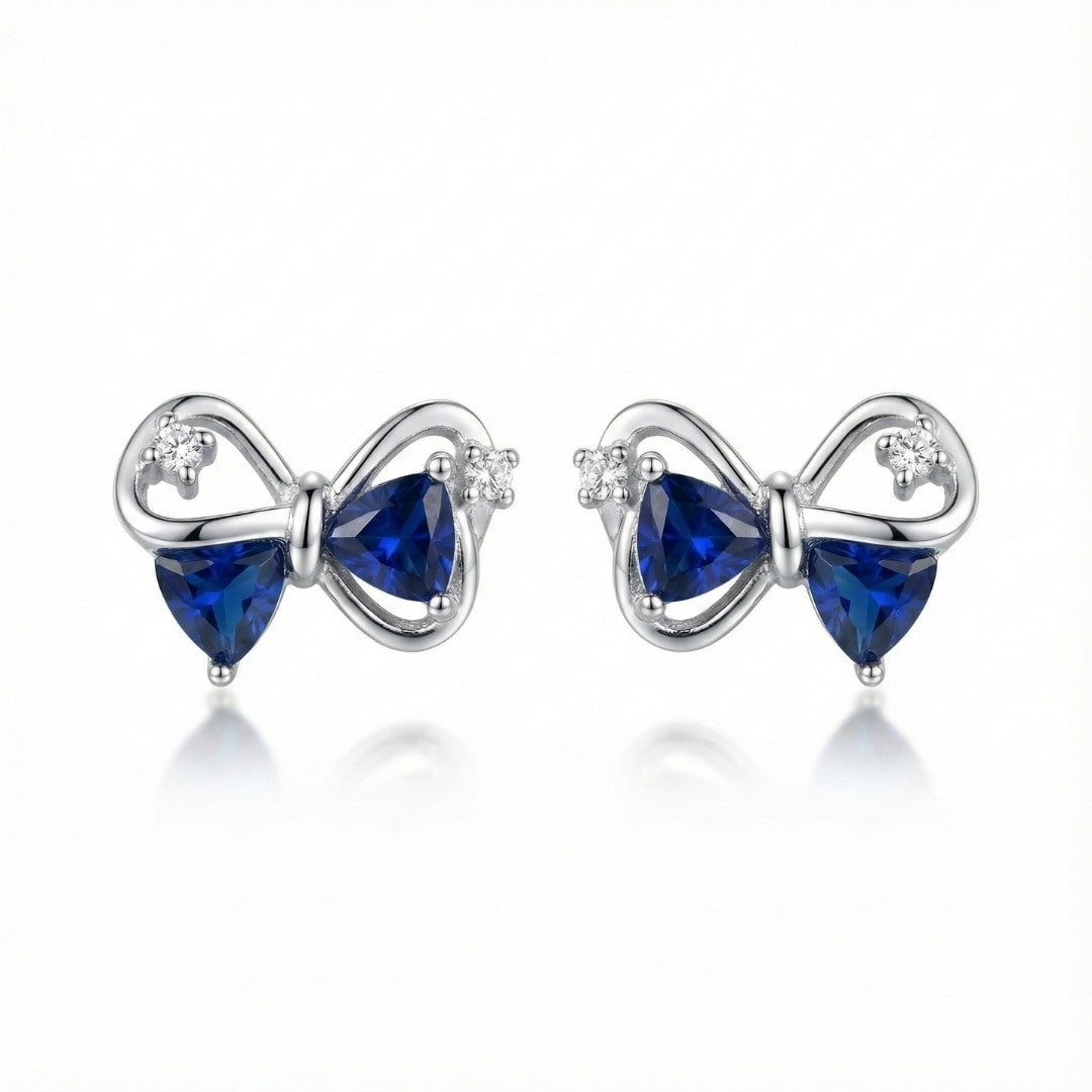 Elegant Blue Bow Stud Earrings