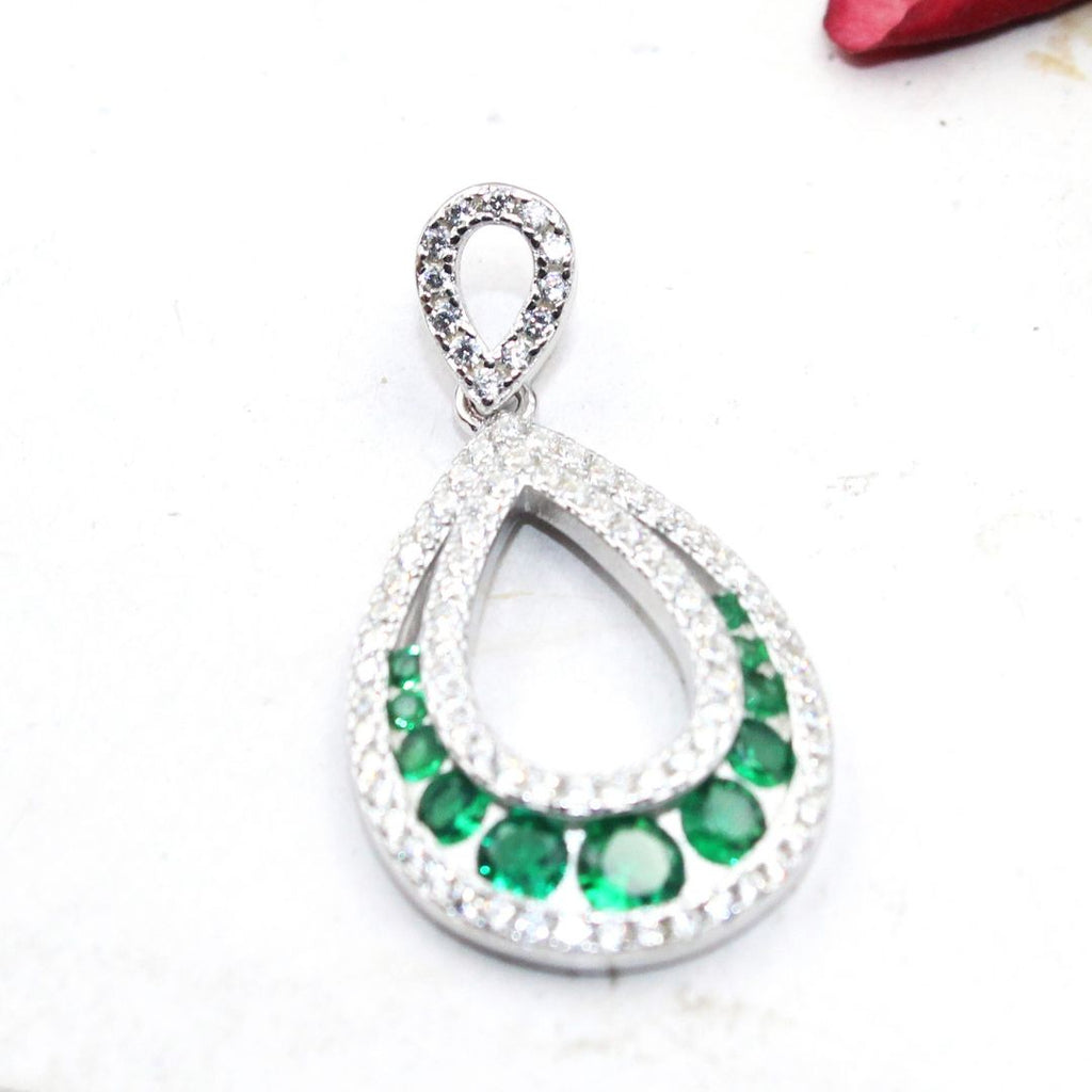 Elegant Green Onyx CZ 925 Sterling Silver Jewelry Set