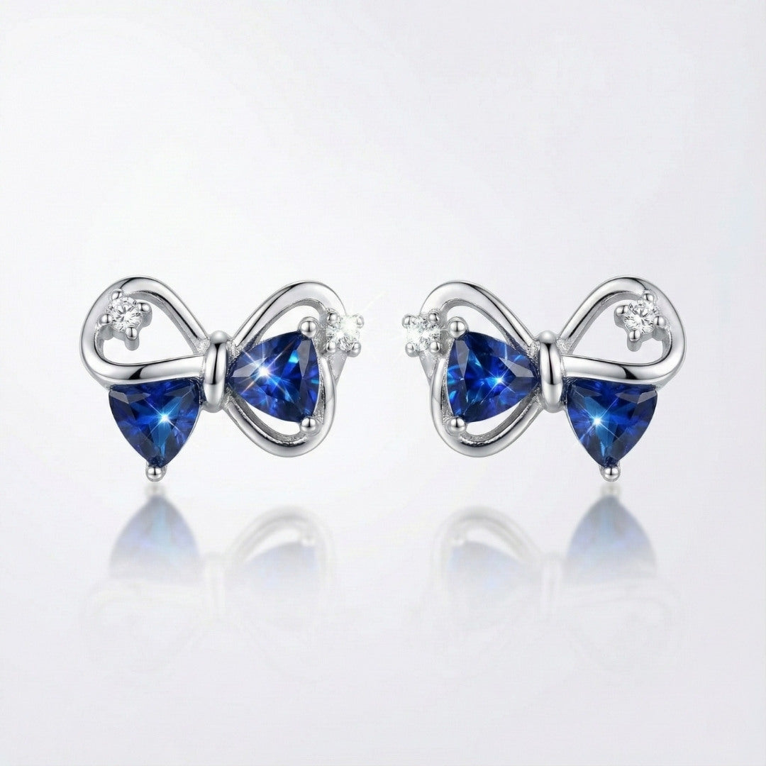 Elegant Blue Bow Stud Earrings
