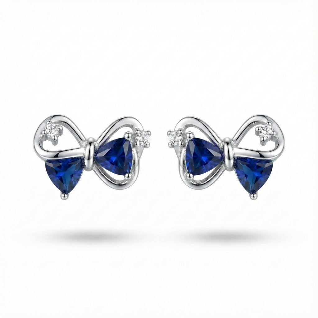 Elegant Blue Bow Stud Earrings