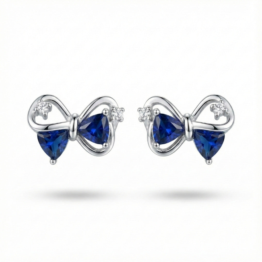 Elegant Blue Bow Stud Earrings