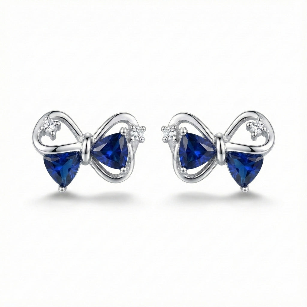 Elegant Blue Bow Stud Earrings