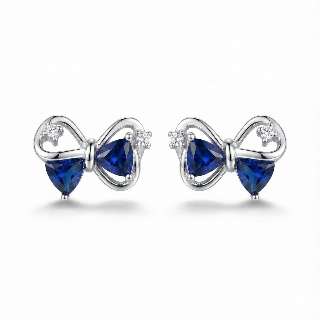 Elegant Blue Bow Stud Earrings
