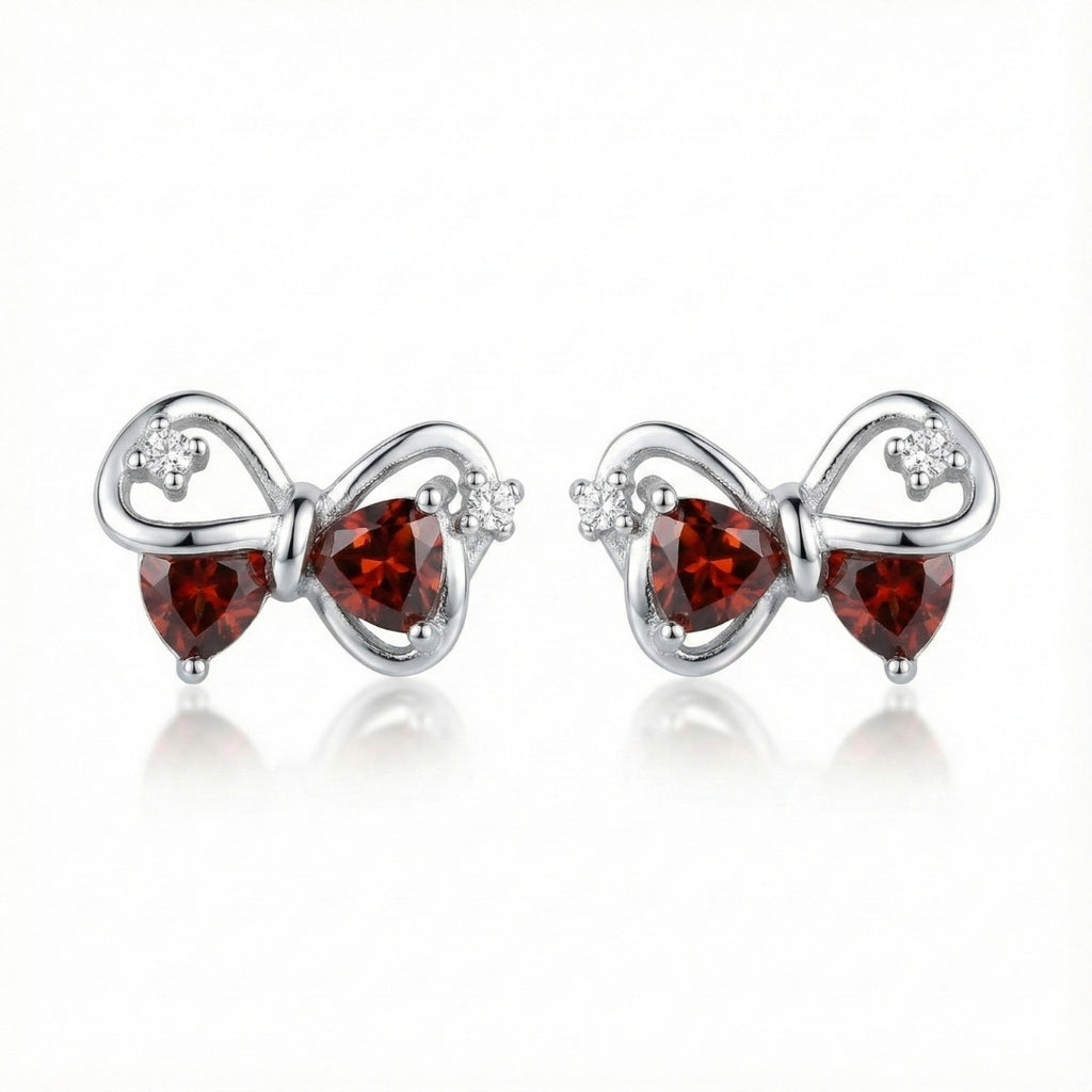 Elegant Red Bow Stud Earrings