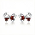 Elegant Red Bow Stud Earrings