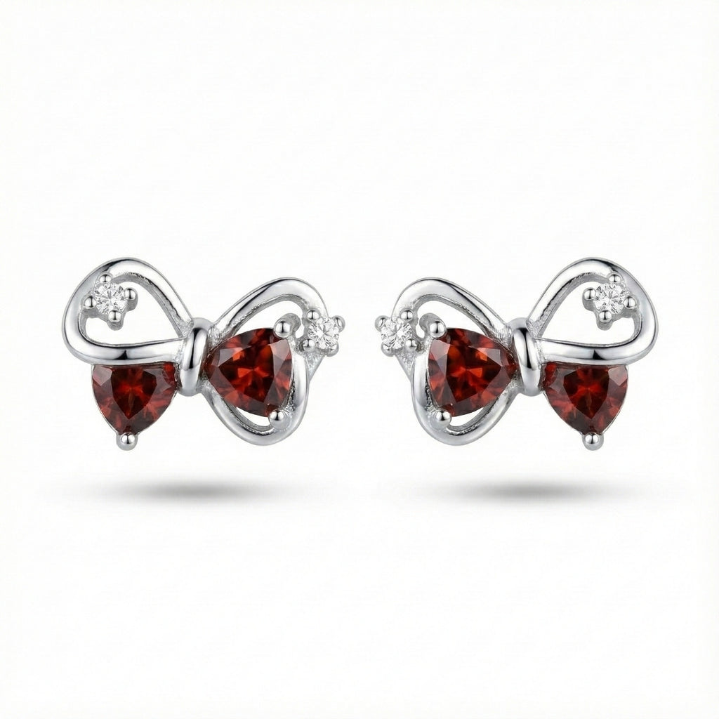 Elegant Red Bow Stud Earrings