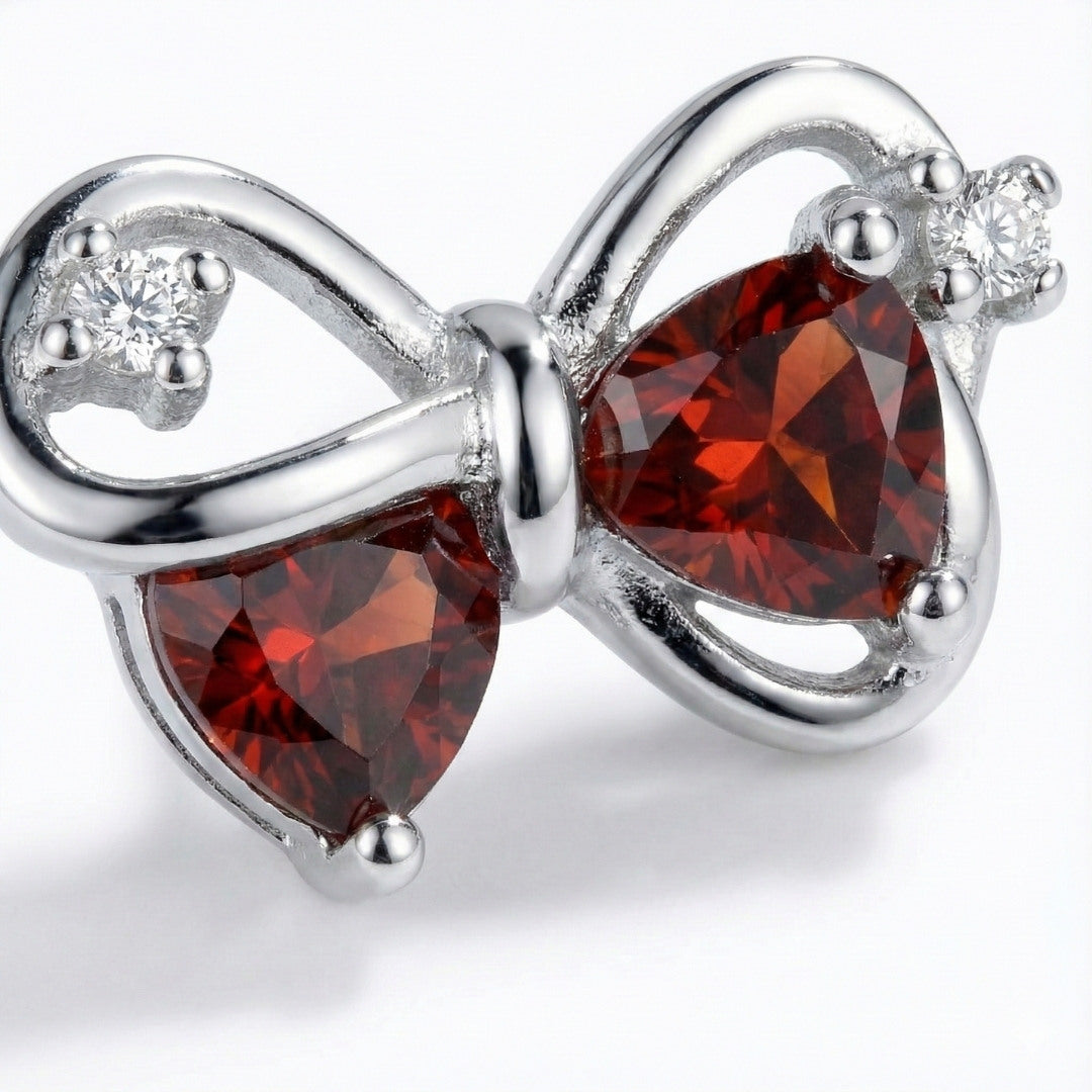 Elegant Red Bow Stud Earrings