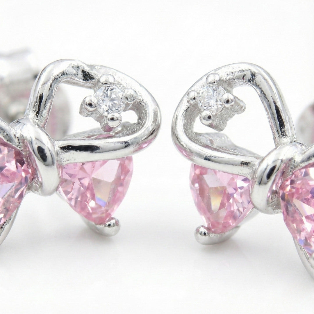 Elegant Light Pink Bow Stud Earrings