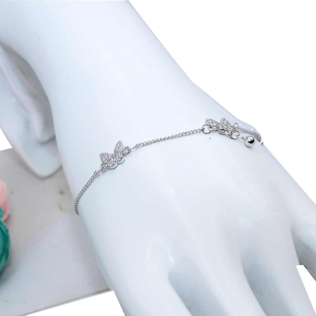 Butterfly CZ 925 Sterling Silver Bracelet, Dainty Charm Jewelry