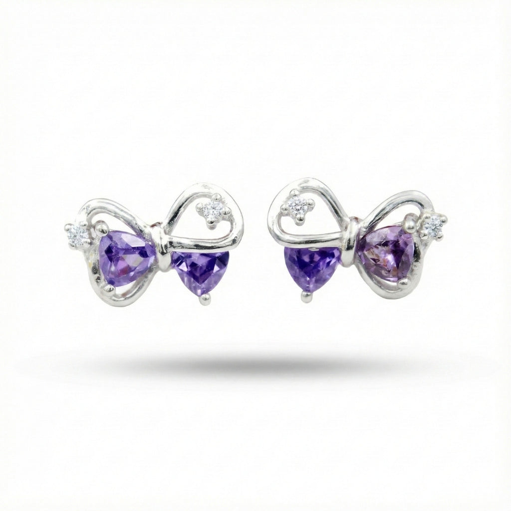 Elegant Purple Bow Stud Earrings