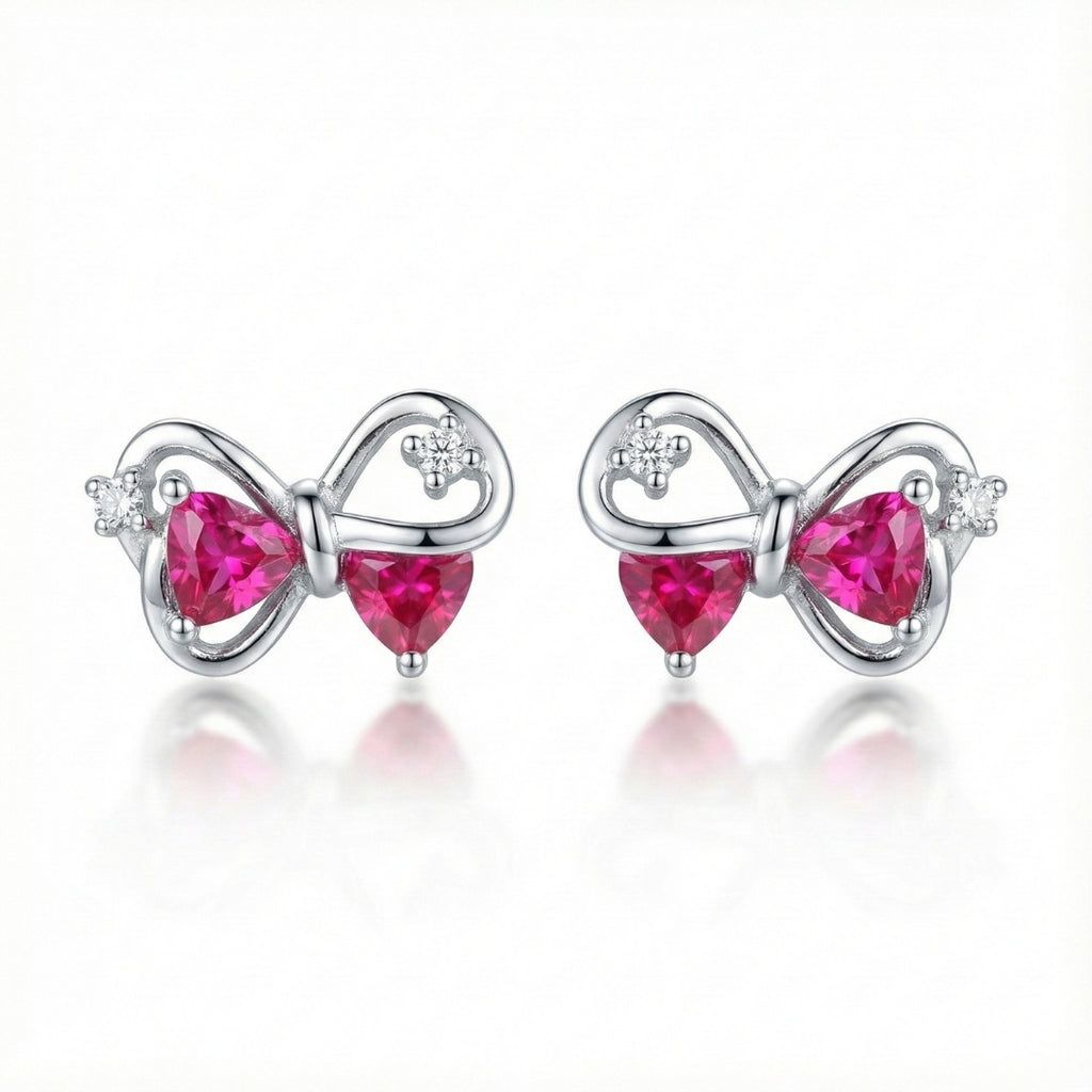 Elegant Pink Bow Stud Earrings