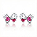 Elegant Pink Bow Stud Earrings