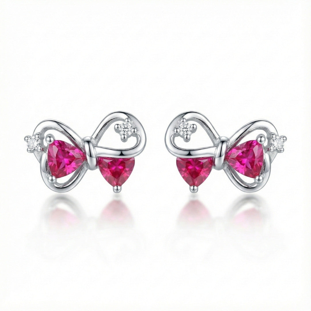 Elegant Pink Bow Stud Earrings