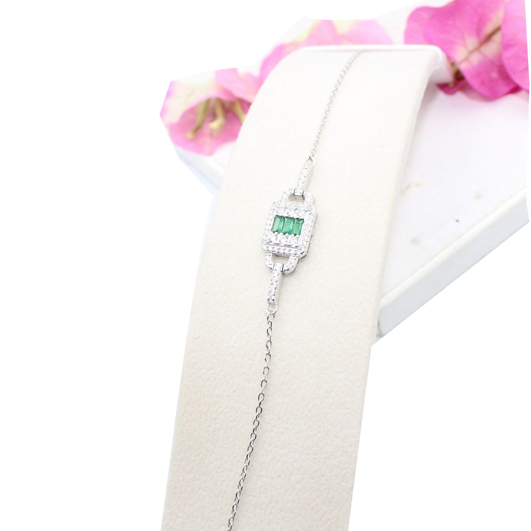Emerald Gemstone 925 Sterling Silver Adjustable Bracelet