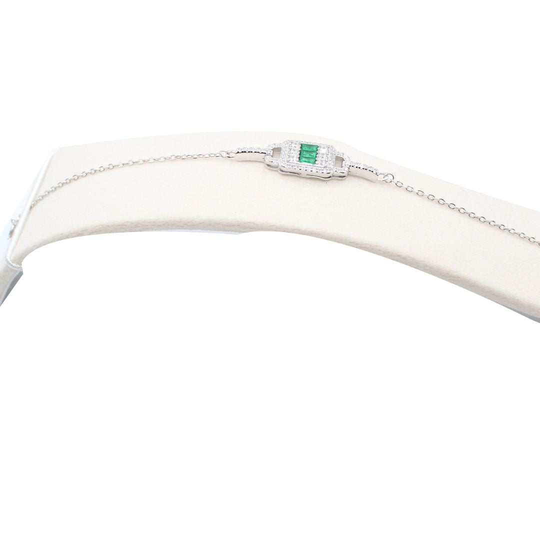 Emerald Gemstone 925 Sterling Silver Adjustable Bracelet