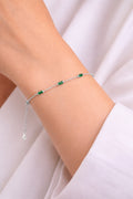 Baguette Cubic Zirconia 925 Sterling Silver Bracelet, Minimalist Dainty Chain For Women