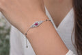 Mangalsutra 925 Sterling Silver Bracelet, Ruby CZ Halo, Adjustable Dainty Bridal Jewelry