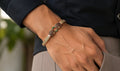 Snake Bracelet for Men, 925 Sterling Silver Rose Gold Bracelet, Green CZ Bracelet