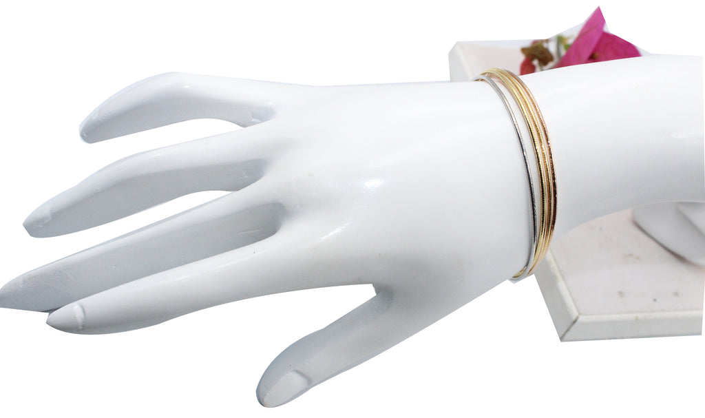 Tricolor Five Layered Bracelet, 925 Sterling Silver, Gold, Rose Gold Finish