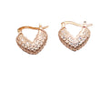 925 Sterling Silver Heart Huggie Earrings, Pavé CZ Hoops