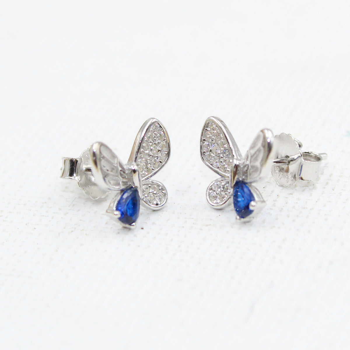 Butterfly shape cz stone 925 sterling silver stud earrings