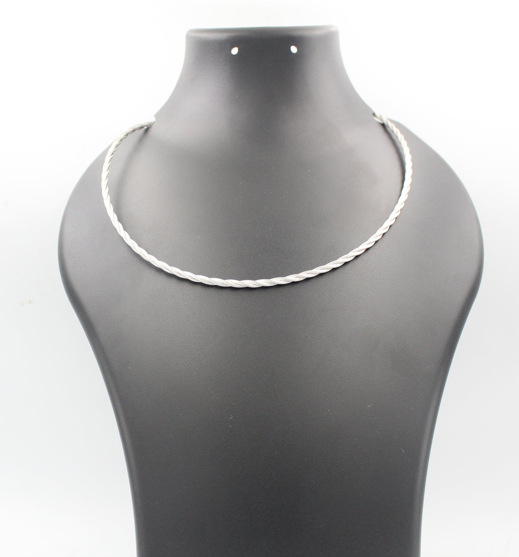 Twisted Sterling Silver Hasli Necklace, Braided Minimalist Collar Jewelry