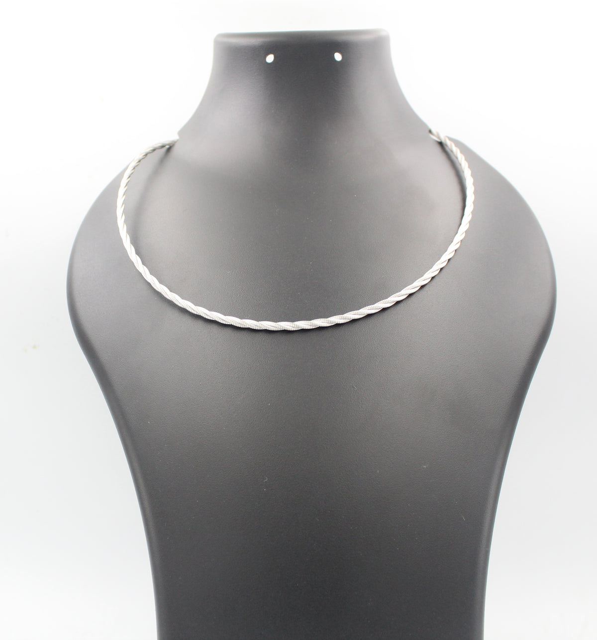 Twisted Sterling Silver Hasli Necklace, Braided Minimalist Collar Jewelry