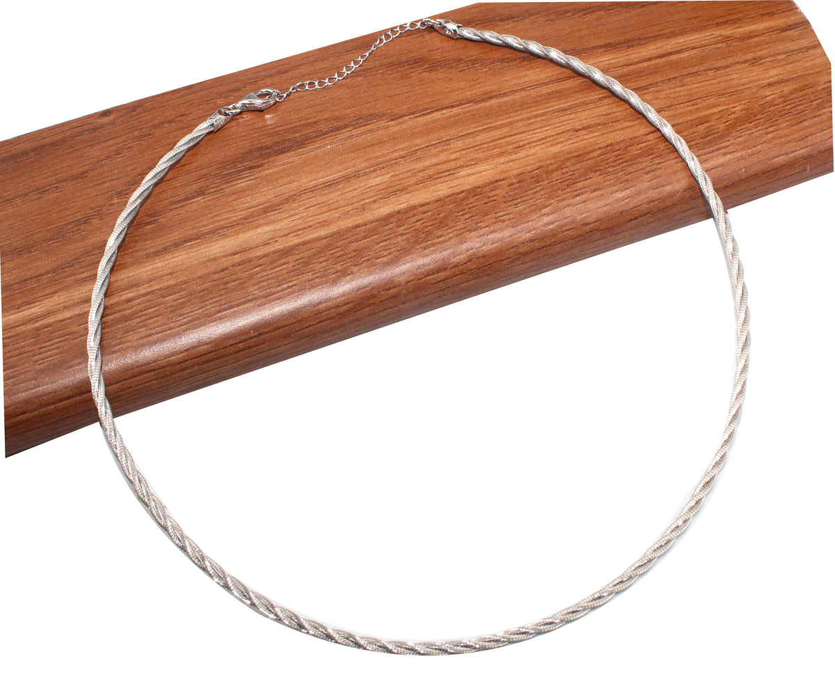 Twisted Sterling Silver Hasli Necklace, Braided Minimalist Collar Jewelry