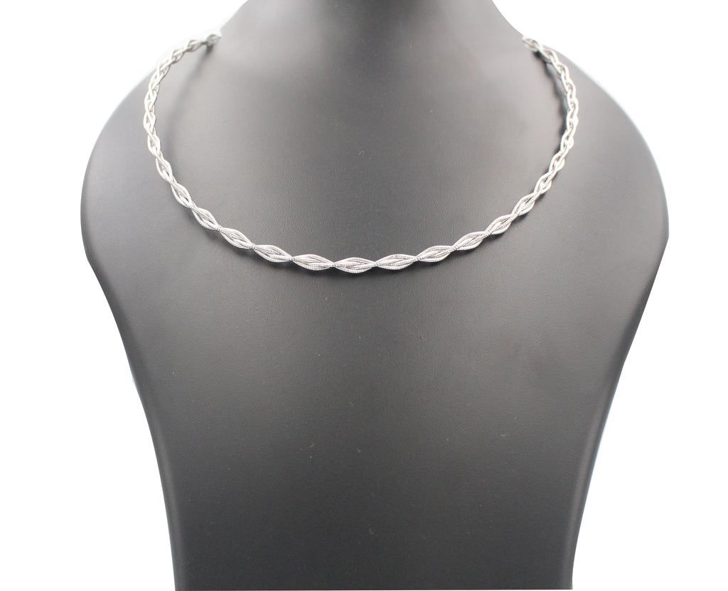 Sterling Silver Braided Hasli Necklace, Minimalist Collar Jewelry