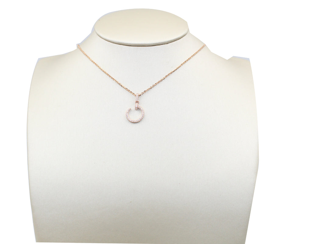 CZ Circle Pendant Necklace, 925 Sterling Silver, Minimalist Jewelry
