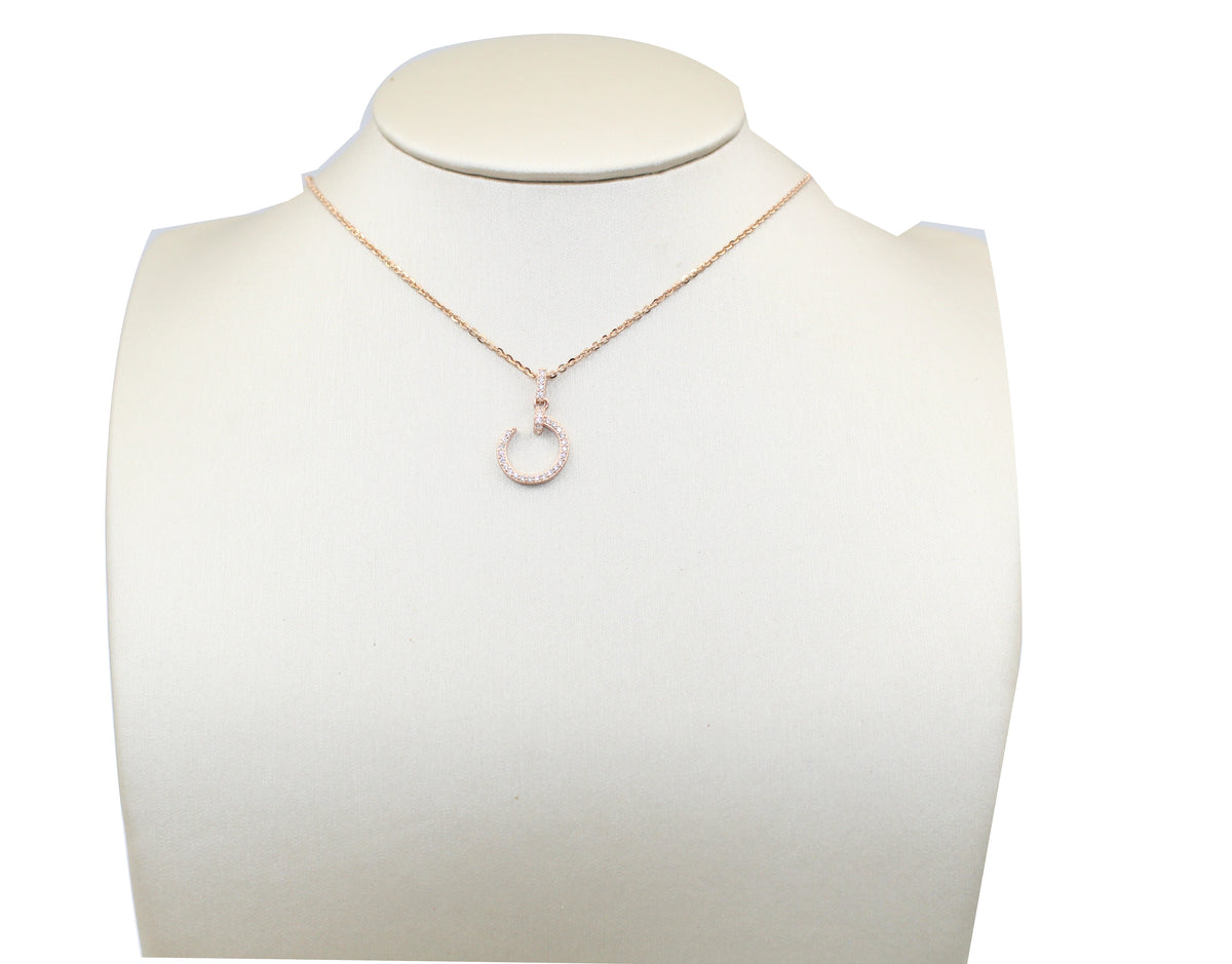 CZ Circle Pendant Necklace, 925 Sterling Silver, Minimalist Jewelry