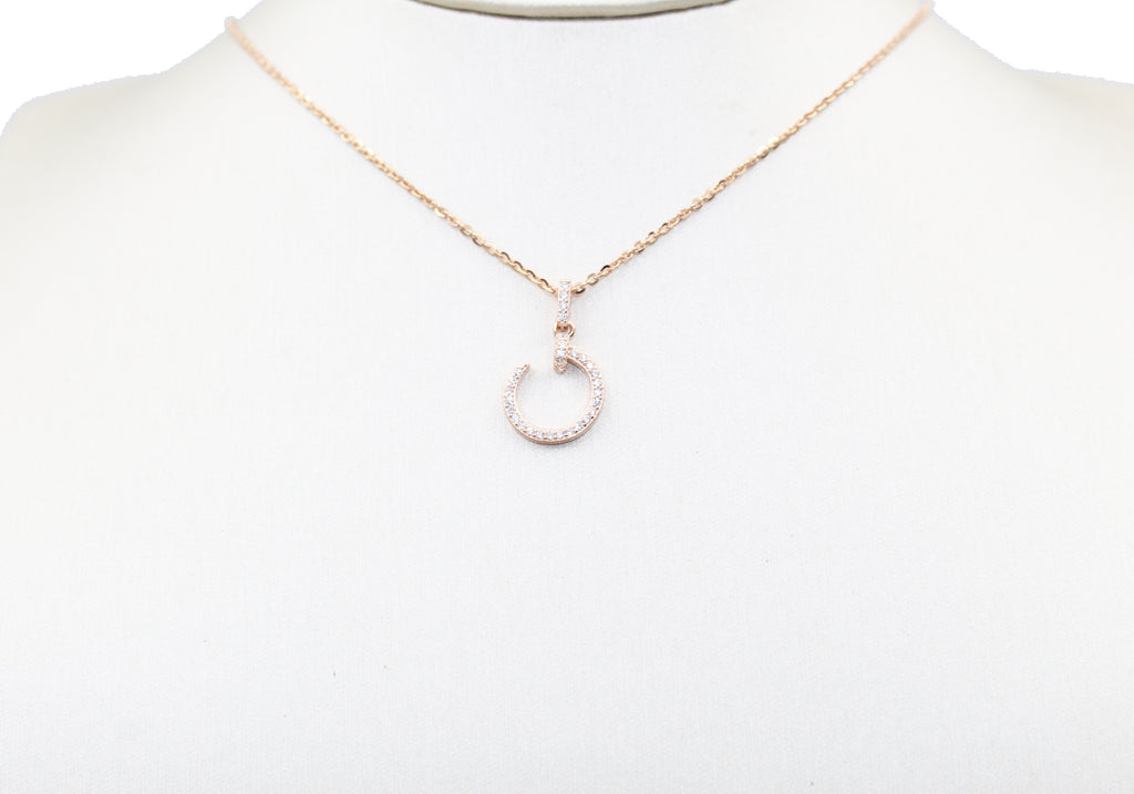 CZ Circle Pendant Necklace, 925 Sterling Silver, Minimalist Jewelry