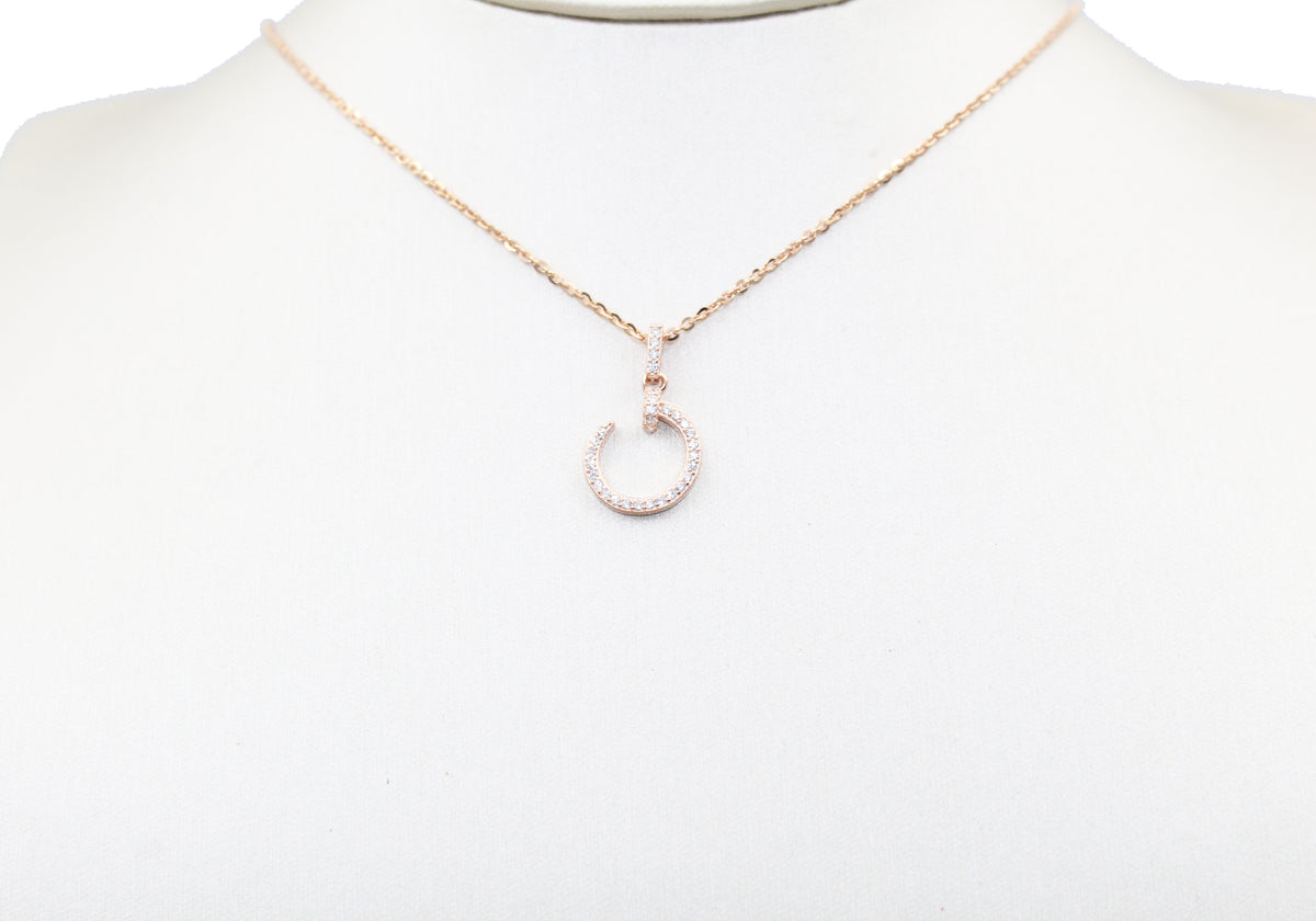 CZ Circle Pendant Necklace, 925 Sterling Silver, Minimalist Jewelry